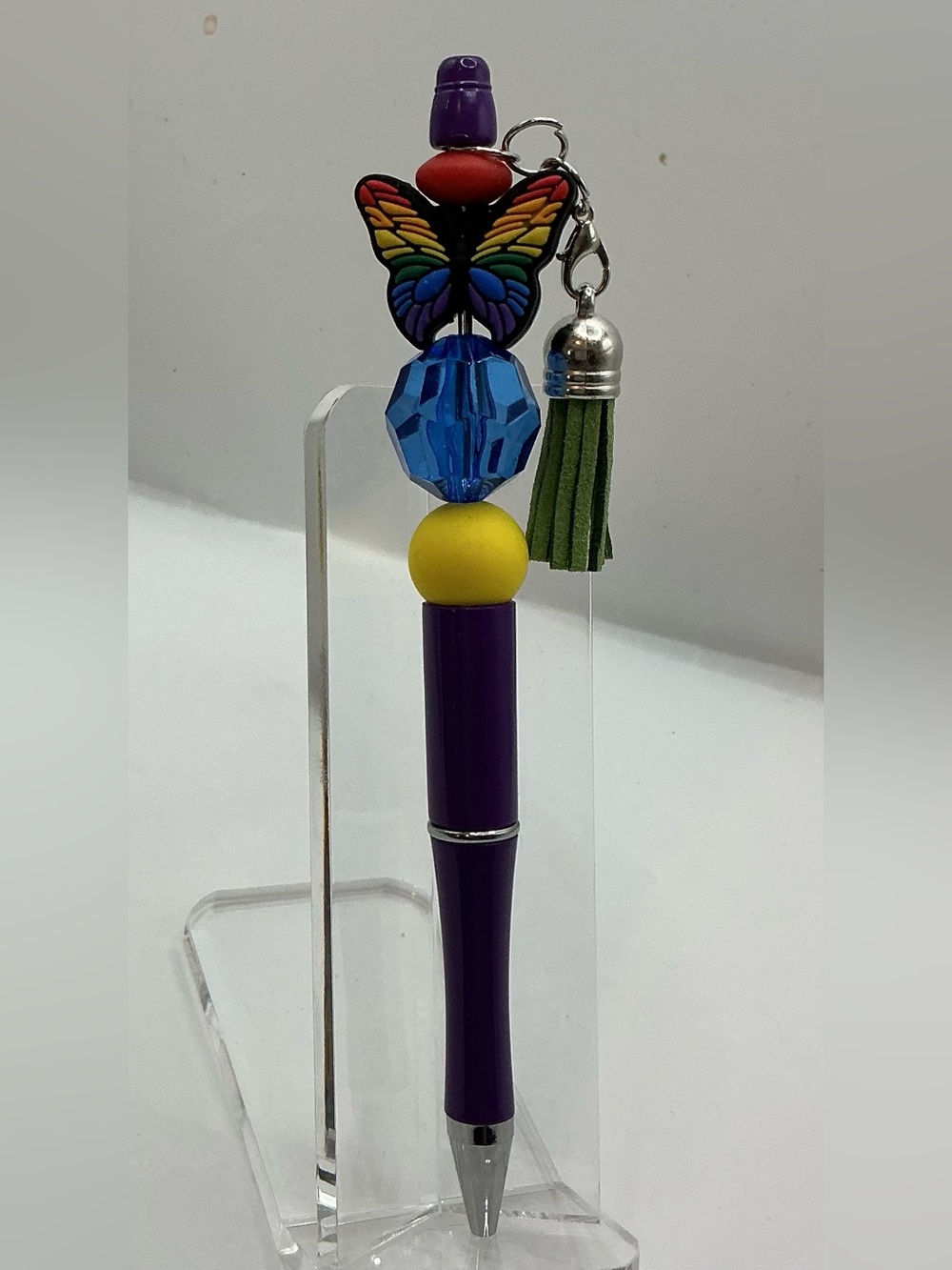 LGBTQ RAINBOW PRIDE BUTTERFLY BEADED HANDMADE DECORATIVE PEN